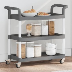 vidaXL Carrito de 3 niveles aluminio gris 77x34x72 cm