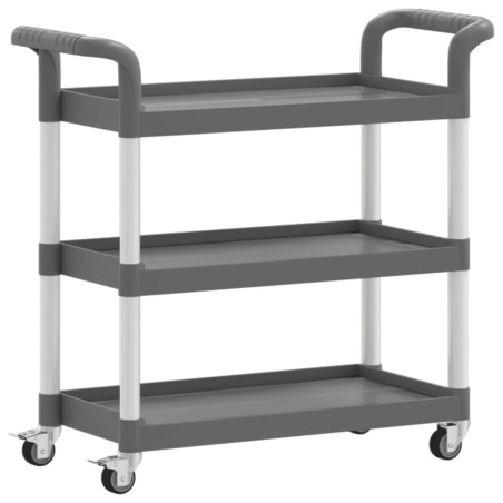 vidaXL Carrito de 3 niveles aluminio gris 77x34x72 cm