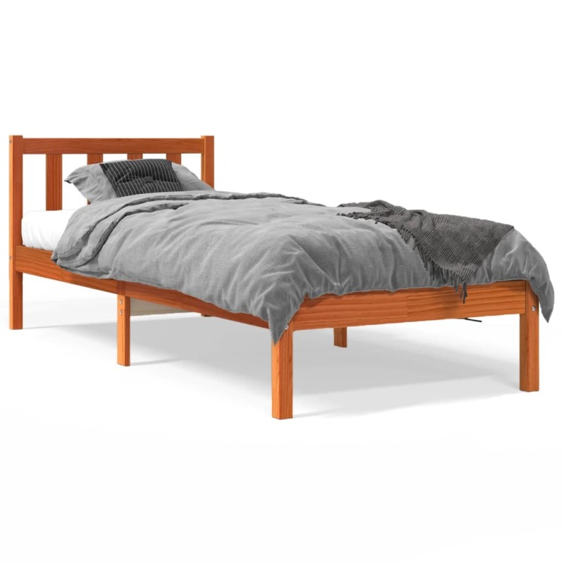 vidaXL Estructura de cama madera maciza de pino marrón cera 90x190 cm vidaXL Estructura de cama madera maciza de pino marrón cera 90x190 cm