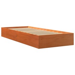 vidaXL Estructura de cama madera maciza de pino marrón cera 90x190 cm