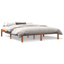 vidaXL Estructura de cama madera maciza pino marrón cera 160x200 cm