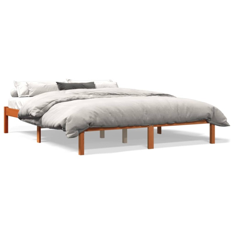 vidaXL Estructura de cama madera maciza pino marrón cera 160x200 cm vidaXL Estructura de cama madera maciza pino marrón cera 160x200 cm