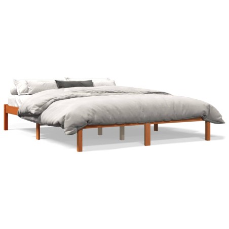 vidaXL Estructura de cama madera maciza pino marrón cera 160x200 cm
