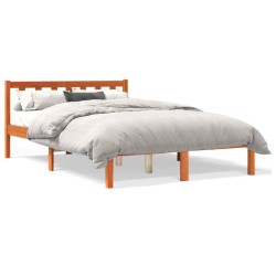 vidaXL Estructura de cama madera maciza pino marrón cera 140x200 cm