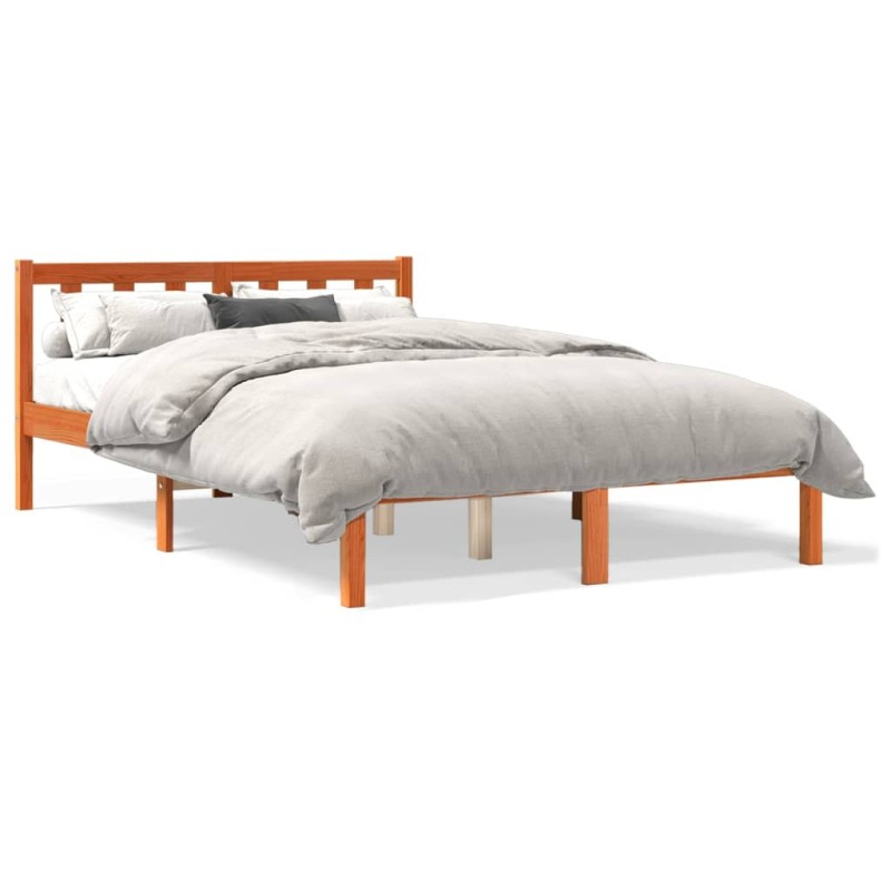 vidaXL Estructura de cama madera maciza pino marrón cera 140x200 cm