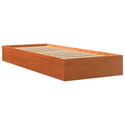 vidaXL Estructura de cama madera maciza de pino marrón cera 90x200 cm