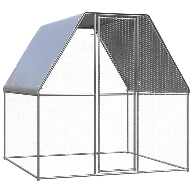 vidaXL Gallinero de acero galvanizado plateado y gris 2x2x2 m vidaXL Gallinero de acero galvanizado plateado y gris 2x2x2 m