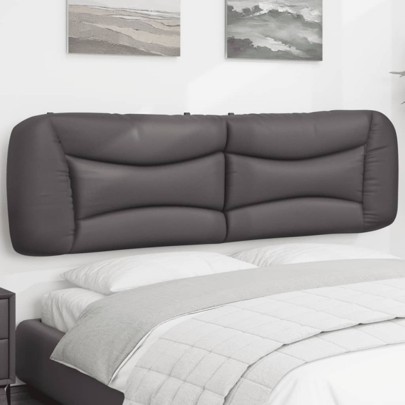 vidaXL Cabecero de cama acolchado cuero sintético gris 180 cm vidaXL Cabecero de cama acolchado cuero sintético gris 180 cm