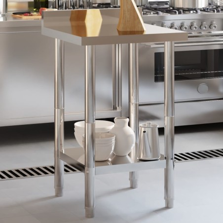 vidaXL Mesa trabajo cocina y salpicadero acero inoxidable 55x55x93 cm
