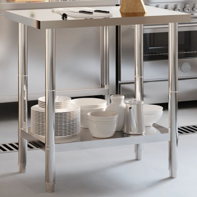 vidaXL Mesa de trabajo de cocina acero inoxidable 82,5x55x85 cm vidaXL Mesa de trabajo de cocina acero inoxidable 82,5x55x85 cm