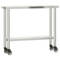 vidaXL Mesa de trabajo de cocina con ruedas acero inox 110x30x85 cm vidaXL Mesa de trabajo de cocina con ruedas acero inox 110x30x85 cm