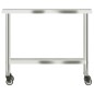 vidaXL Mesa de trabajo de cocina con ruedas acero inox 110x30x85 cm vidaXL Mesa de trabajo de cocina con ruedas acero inox 110x30x85 cm