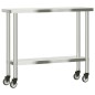 vidaXL Mesa de trabajo de cocina con ruedas acero inox 110x30x85 cm vidaXL Mesa de trabajo de cocina con ruedas acero inox 110x30x85 cm