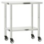 vidaXL Mesa de trabajo de cocina con ruedas acero inox 82,5x55x85 cm vidaXL Mesa de trabajo de cocina con ruedas acero inox 82,5x55x85 cm