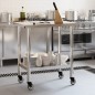 vidaXL Mesa de trabajo de cocina con ruedas acero inox 82,5x55x85 cm vidaXL Mesa de trabajo de cocina con ruedas acero inox 82,5x55x85 cm