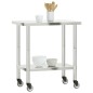 vidaXL Mesa de trabajo de cocina con ruedas acero inox 82,5x55x85 cm vidaXL Mesa de trabajo de cocina con ruedas acero inox 82,5x55x85 cm