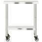 vidaXL Mesa de trabajo de cocina con ruedas acero inox 82,5x55x85 cm vidaXL Mesa de trabajo de cocina con ruedas acero inox 82,5x55x85 cm