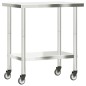 vidaXL Mesa de trabajo de cocina con ruedas acero inox 82,5x55x85 cm vidaXL Mesa de trabajo de cocina con ruedas acero inox 82,5x55x85 cm