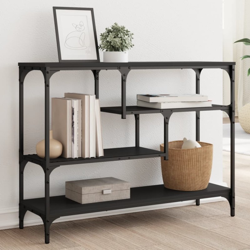 vidaXL Mesa consola madera de ingeniería negra 100x30x75 cm