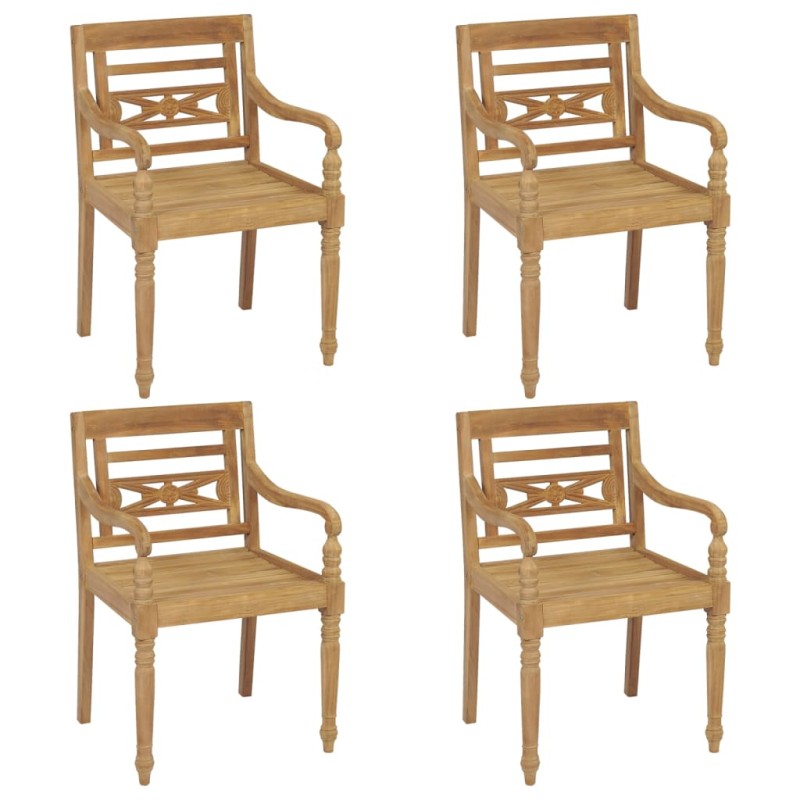 vidaXL Sillas Batavia 4 unidades madera maciza de teca vidaXL Sillas Batavia 4 unidades madera maciza de teca