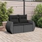 vidaXL Sofá de jardín 2 plazas con cojines ratán sintético negro vidaXL Sofá de jardín 2 plazas con cojines ratán sintético negro