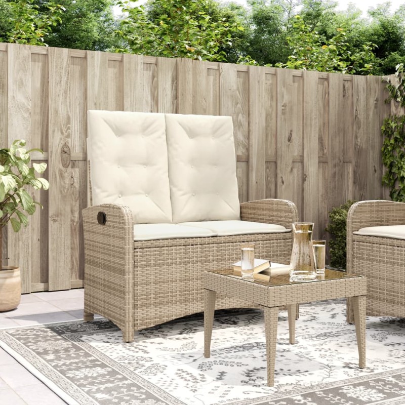 vidaXL Sillón reclinable de jardín con cojines ratán sintético beige vidaXL Sillón reclinable de jardín con cojines ratán sintético beige