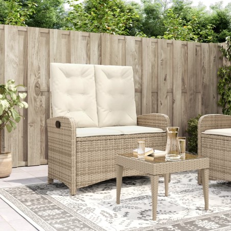 vidaXL Sillón reclinable de jardín con cojines ratán sintético beige