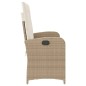 vidaXL Sillón reclinable de jardín con cojines ratán sintético beige vidaXL Sillón reclinable de jardín con cojines ratán sintético beige