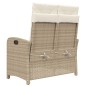 vidaXL Sillón reclinable de jardín con cojines ratán sintético beige vidaXL Sillón reclinable de jardín con cojines ratán sintético beige