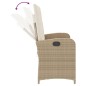vidaXL Sillón reclinable de jardín con cojines ratán sintético beige vidaXL Sillón reclinable de jardín con cojines ratán sintético beige