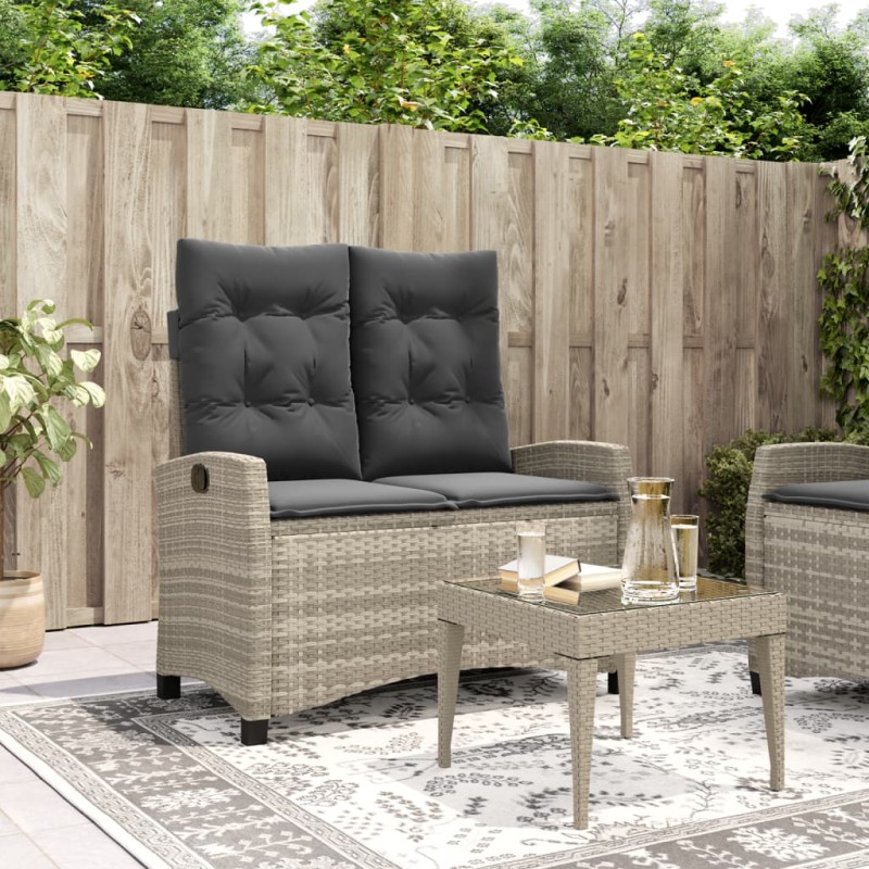 vidaXL Sillón reclinable de jardín con cojines ratán sintético gris