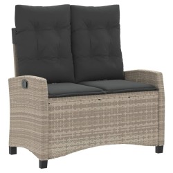 vidaXL Sillón reclinable de jardín con cojines ratán sintético gris