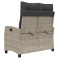 vidaXL Sillón reclinable de jardín con cojines ratán sintético gris