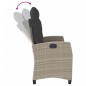 vidaXL Sillón reclinable de jardín con cojines ratán sintético gris