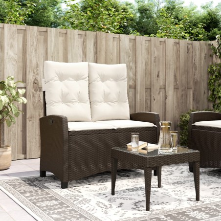 vidaXL Sillón reclinable de jardín con cojines ratán sintético marrón