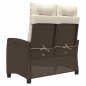 vidaXL Sillón reclinable de jardín con cojines ratán sintético marrón vidaXL Sillón reclinable de jardín con cojines ratán sintético marrón
