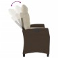 vidaXL Sillón reclinable de jardín con cojines ratán sintético marrón vidaXL Sillón reclinable de jardín con cojines ratán sintético marrón