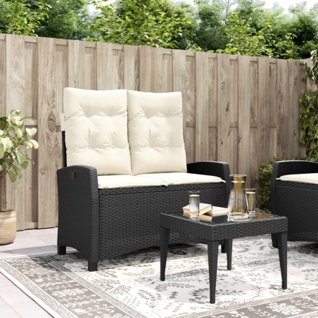 vidaXL Sillón reclinable de jardín con cojines ratán sintético negro