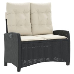 vidaXL Sillón reclinable de jardín con cojines ratán sintético negro