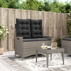vidaXL Sillón reclinable de jardín con cojines ratán sintético gris