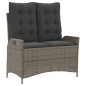 vidaXL Sillón reclinable de jardín con cojines ratán sintético gris