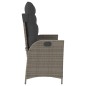 vidaXL Sillón reclinable de jardín con cojines ratán sintético gris