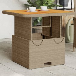 vidaXL Mesa de jardín ratán sintético madera acacia beige 80x80x71 cm