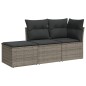 vidaXL Set de sofá de jardín 3 pzas y cojines ratán sintético gris
