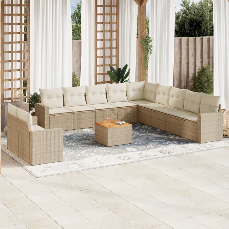 vidaXL Set de sofás de jardín 12 pzas y cojines ratán sintético marrón vidaXL Set de sofás de jardín 12 pzas y cojines ratán sintético marrón