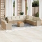 vidaXL Set de sofás de jardín 12 pzas y cojines ratán sintético marrón vidaXL Set de sofás de jardín 12 pzas y cojines ratán sintético marrón