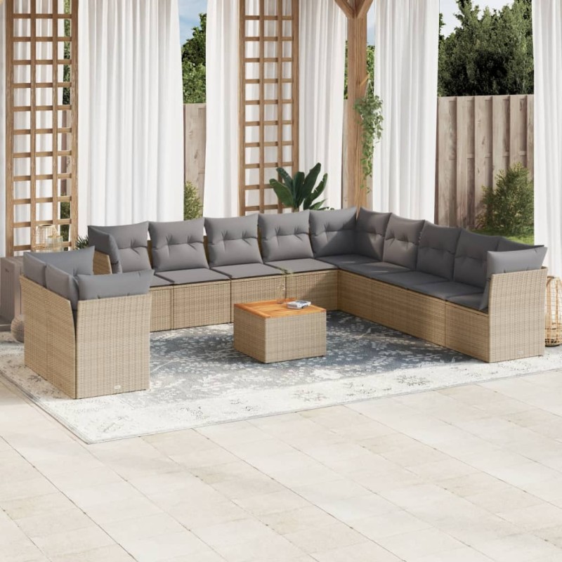 vidaXL Set de sofás de jardín 12 pzas y cojines ratán sintético marrón vidaXL Set de sofás de jardín 12 pzas y cojines ratán sintético marrón