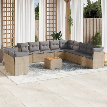 vidaXL Set de sofás de jardín 12 pzas y cojines ratán sintético marrón