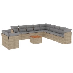 vidaXL Set de sofás de jardín 12 pzas y cojines ratán sintético marrón