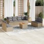 vidaXL Set de sofás de jardín 9 pzas con cojines ratán sintético beige vidaXL Set de sofás de jardín 9 pzas con cojines ratán sintético beige